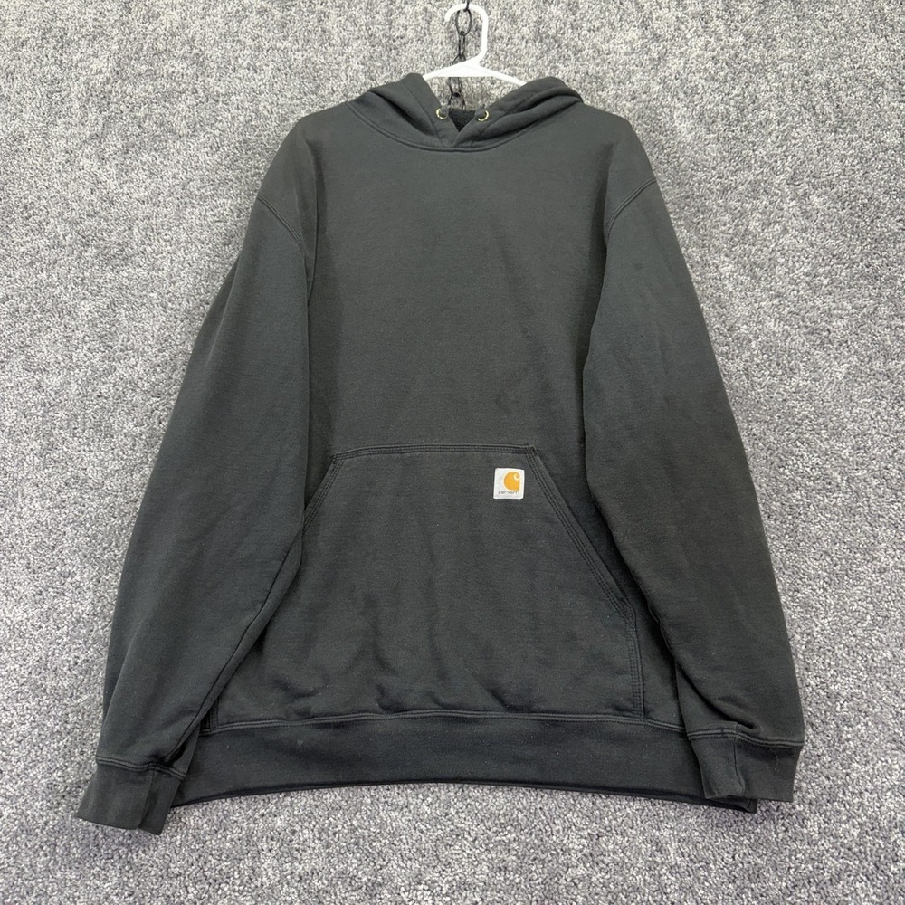 Carhartt Hoodie Mens XL Black Fleece Pullover Sleeve Logo Original Fit Workwear